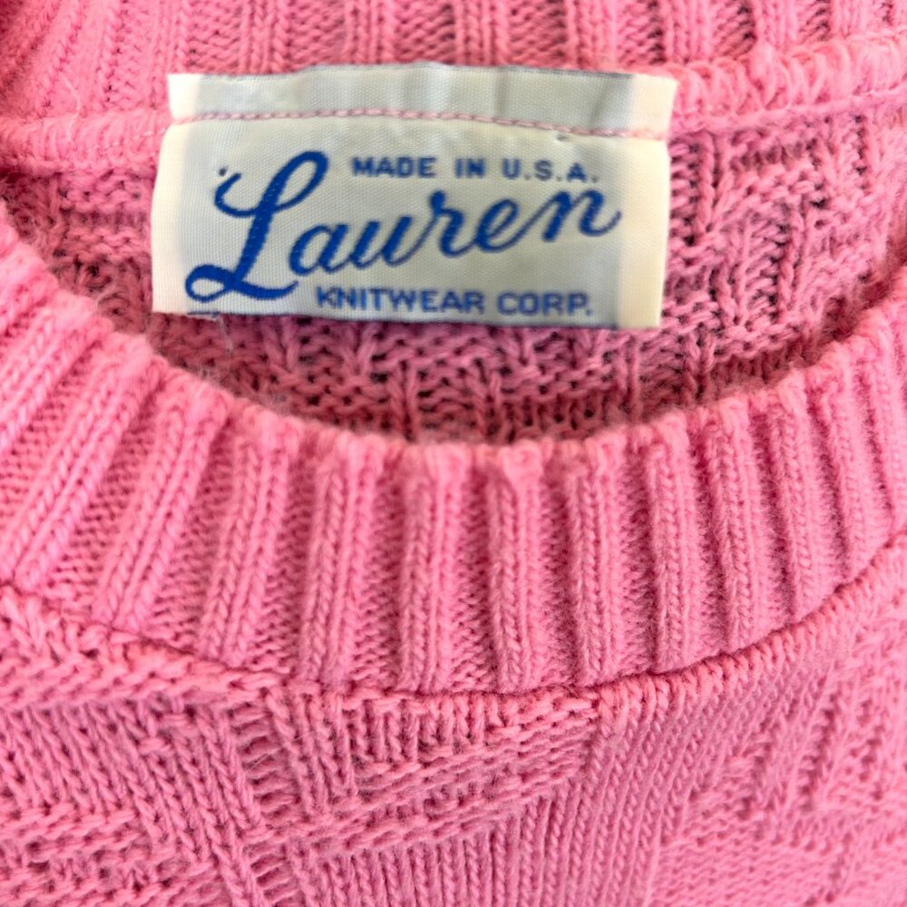 VINTAGE 70s-80s Pink Knit Pullover Sweater - Picture 6 of 8